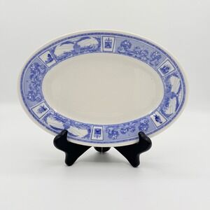 Vintage Lamberton Scammell Hotelware Blue White Oval Platter 9.5"